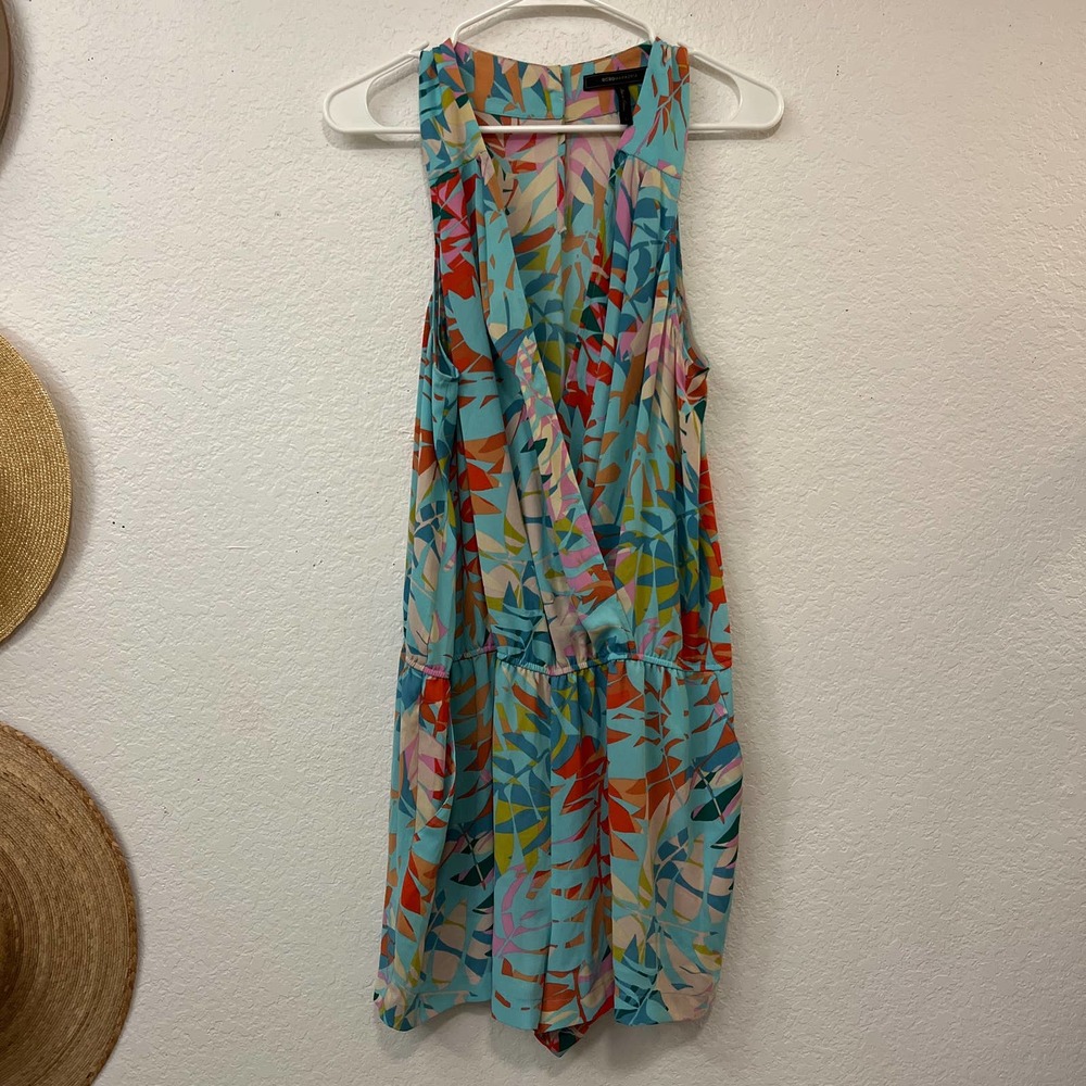 BCBGMAXAZRIA Tropical Print Romper